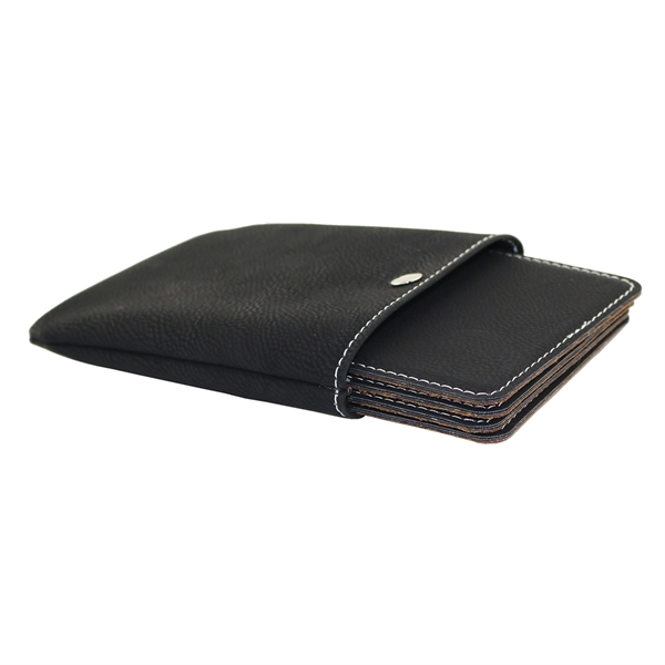 3 3/4" square leatherette coaster set of 4 with snap pouch.... from ASI 55450 Franmara Inc