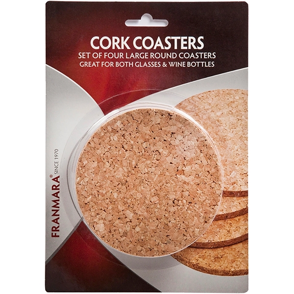 Set of four round cork coasters. Blank.... from ASI 55450 Franmara Inc