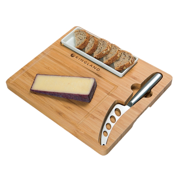 Bamboo cheese server set, with knife, cracker dish and cutting board.... from ASI 99030 Zipline / Zipline®