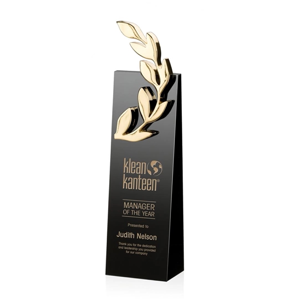 Sleek Black Optical Crystal Award with high polished Gold or Silver... from ASI 84592 St Regis Group / St Regis