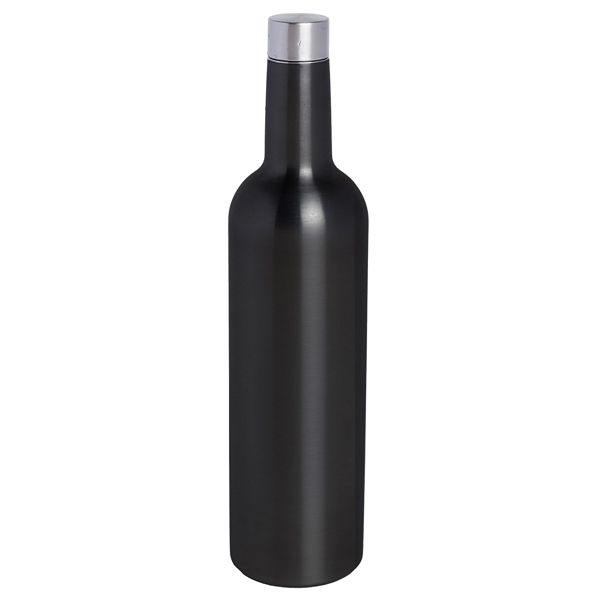 Wine Bottle Triple-Wall Flask, Black Textured Stainless Steel... from ASI 55450 Franmara Inc