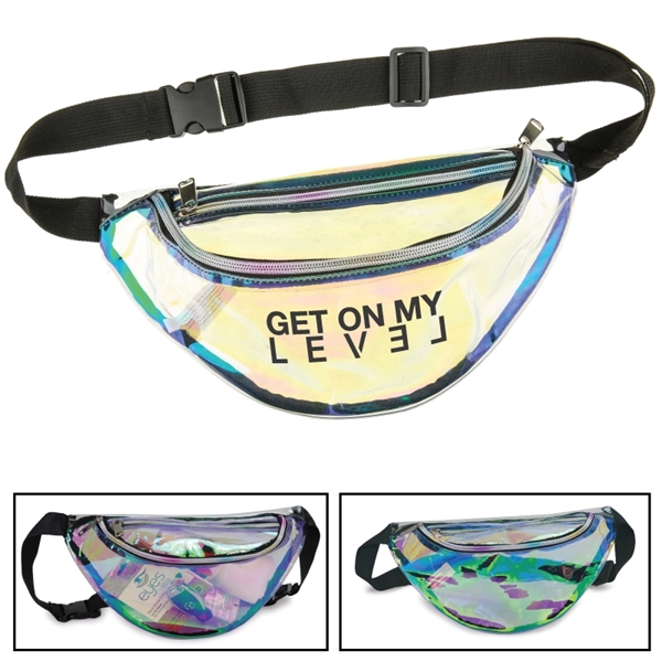 Transparent, reflective, and holographic PVC fanny pack with zippered compartment and... from ASI 57655 STOPNGO Line