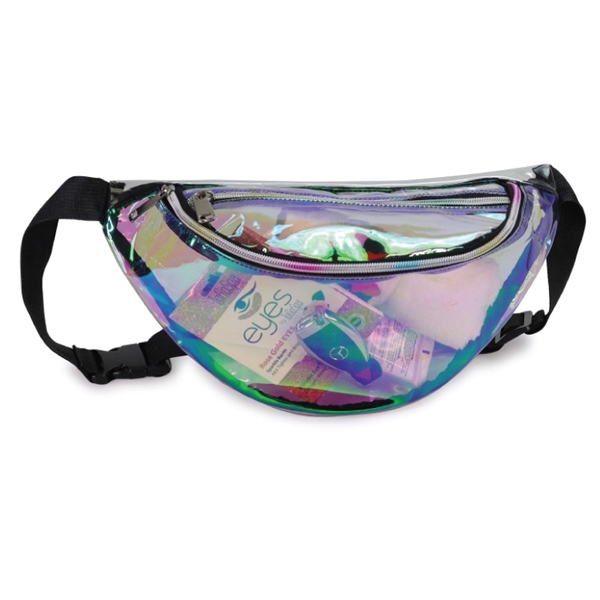 Transparent, reflective, and holographic PVC fanny pack with zippered compartment and... from ASI 57655 STOPNGO Line