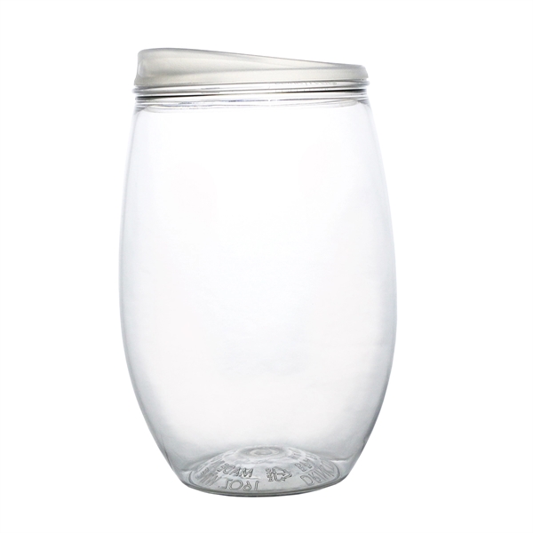16 oz. stemless lidded clear PET plastic wine tumbler.... from ASI 55450 Franmara Inc