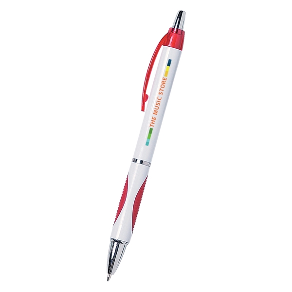 Sassy plunger action pen with rubber grip for writing comfort and... from ASI 61125 Hit Promotional Products / Hit®