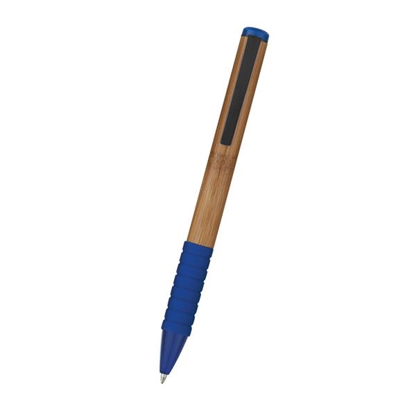 Bamboo design twist action pen with rubber grip for writing comfort... from ASI 61125 Hit Promotional Products / Hit®