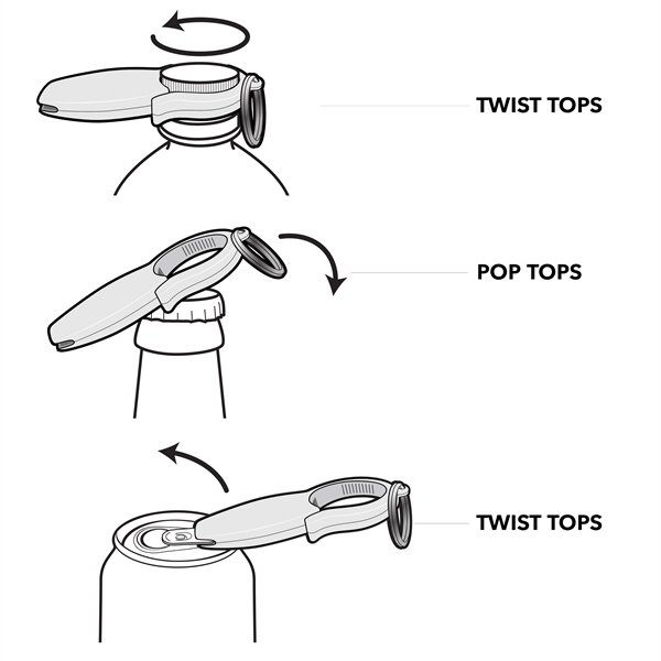 3 in 1 bottle opener for plastic & glass bottles along... from ASI 49470 DEVARA