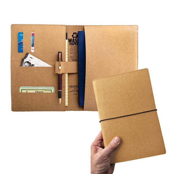 6" x 9" washable Kraft paper padfolio with assorted slots and... from ASI 35290 American Ad Bag Co