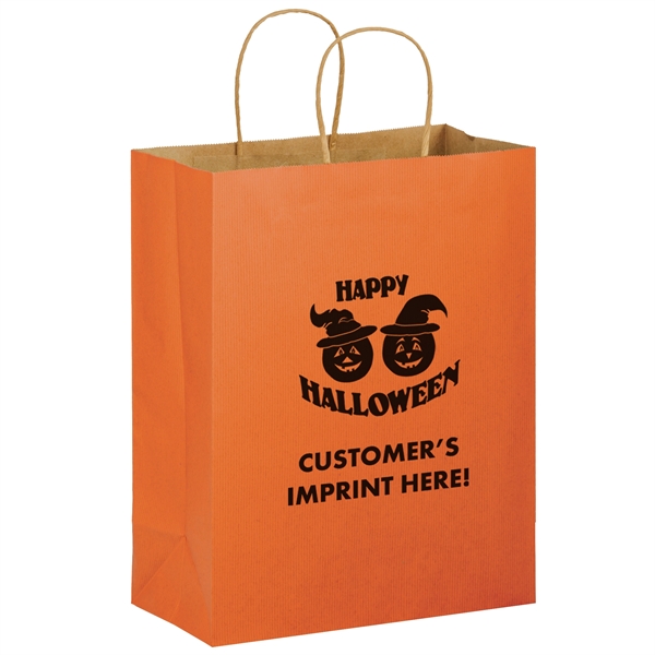 10" x 5" x 13" orange Kraft paper Halloween shopping bag... from ASI 35290 American Ad Bag Co