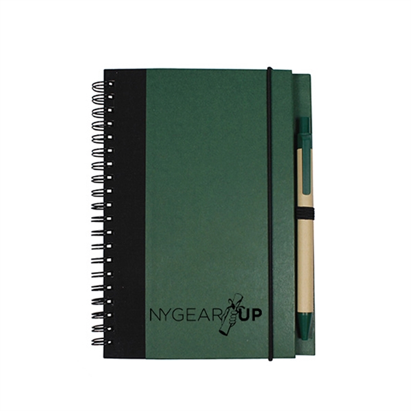 Spiral hardcover notebook with pen and elastic band closure.... from ASI 63549 Jornik Manufacturing Corp / Jornik