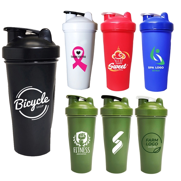 27 ounce solid plastic fitness shaker bottle with lid and metal... from ASI 31978 Admanline