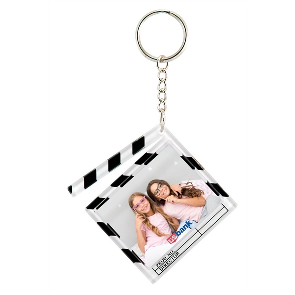 White clapboard snap-in key tag with black stripes and insert section... from ASI 62190 Illini