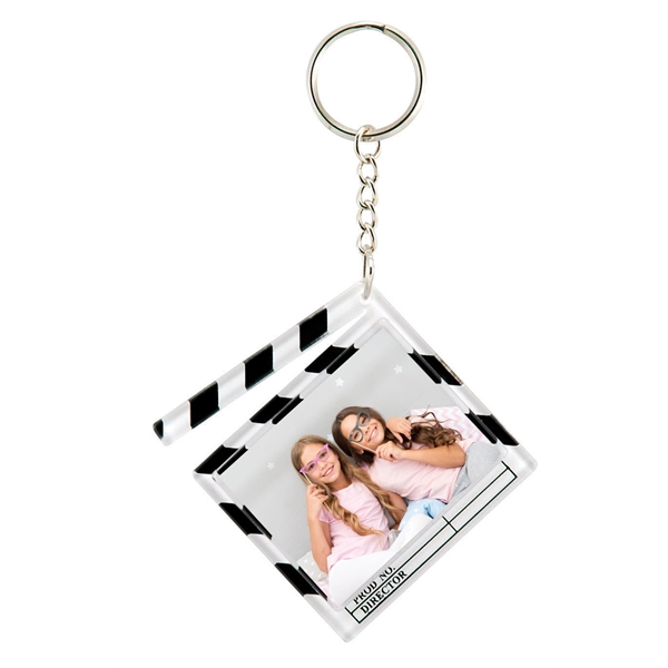 White clapboard snap-in key tag with black stripes and insert section... from ASI 62190 Illini