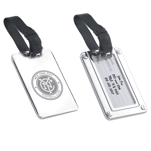 Silver luggage tag, with black leather strap.... from ASI 73010 Natico Originals Inc / Natico Originals