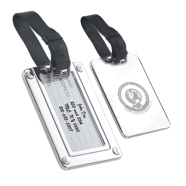 Silver luggage tag, with black leather strap.... from ASI 73010 Natico Originals Inc / Natico Originals