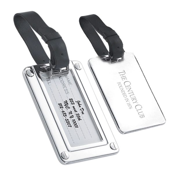 Silver luggage tag, with black leather strap.... from ASI 73010 Natico Originals Inc / Natico Originals