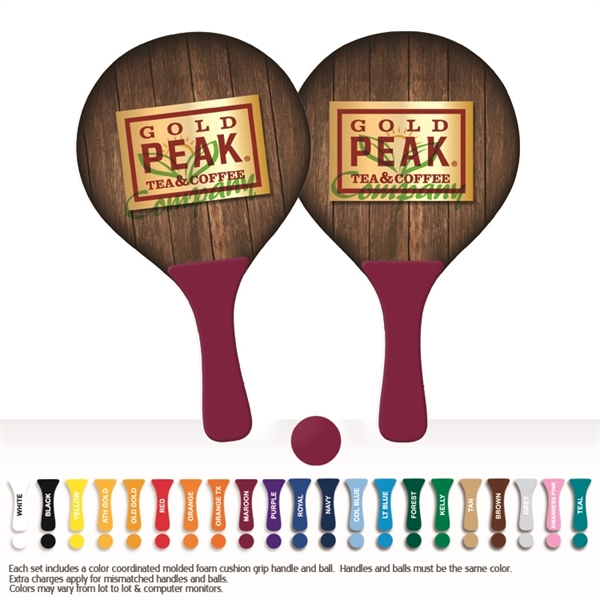 Beach paddle ball game with two 13" x 7.3" wooden paddles... from ASI 68207 MAC Specialties Ltd