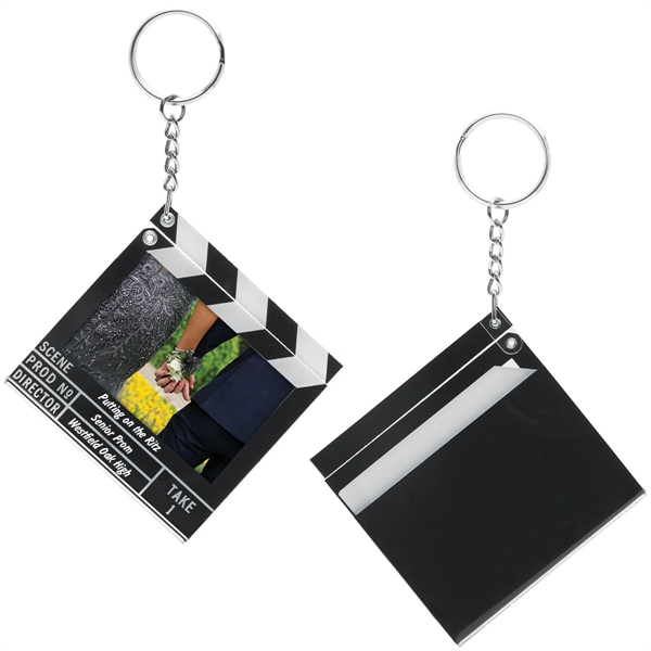 Black clapboard snap-in key tag with white stripes and insert section... from ASI 62190 Illini