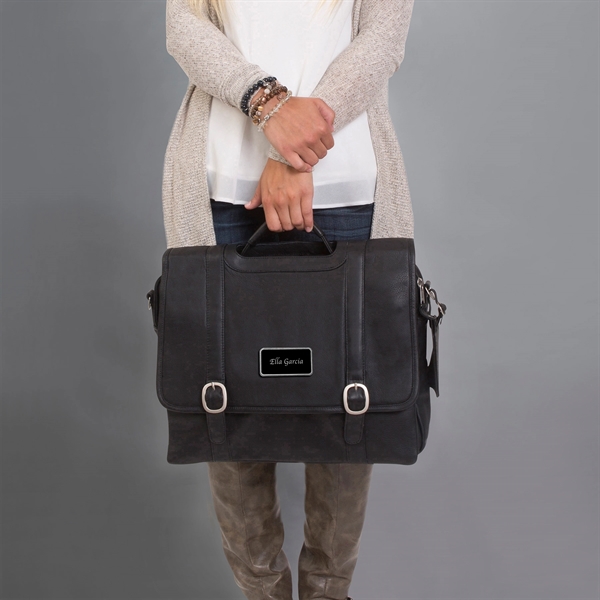 16" x 12 1/2" x 4" leather briefcase with laptop sleeve,... from ASI 61966 HPG / Beacon Promotions