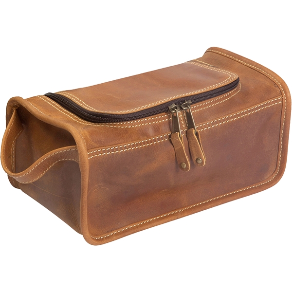 10" x 4 1/2" x 5 1/2" leather travel bag with... from ASI 61966 HPG / Beacon Promotions