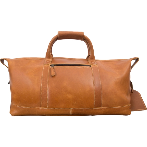 Leather duffel bag with 5 brass feet, PVC backed lining, large... from ASI 61966 HPG / Beacon Promotions