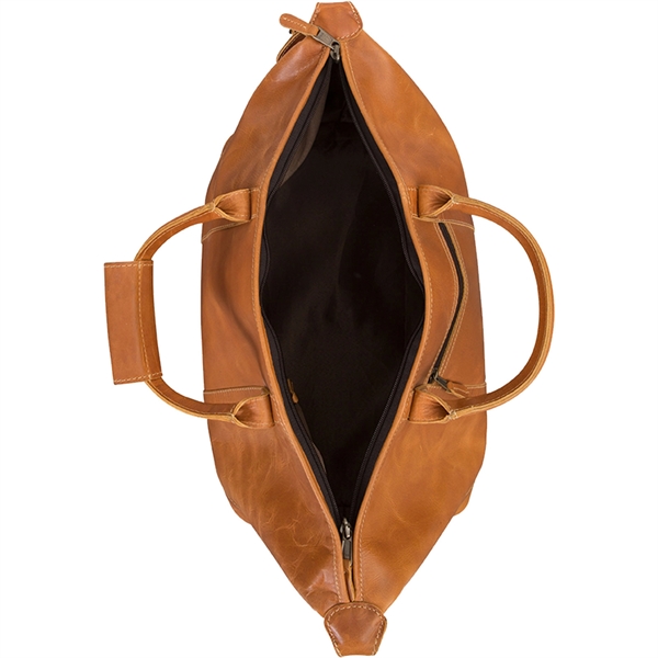 Leather duffel bag with 5 brass feet, PVC backed lining, large... from ASI 61966 HPG / Beacon Promotions