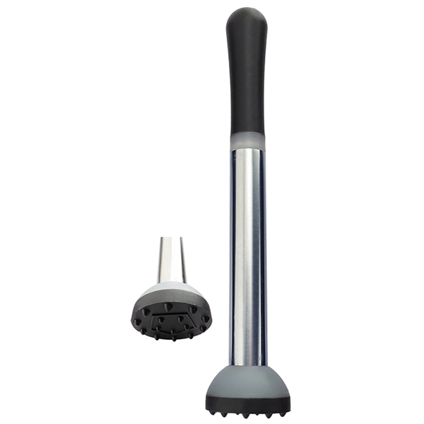 Customizable 8 1/2" stainless steel and silicone cocktail muddler with black... from ASI 55450 Franmara Inc