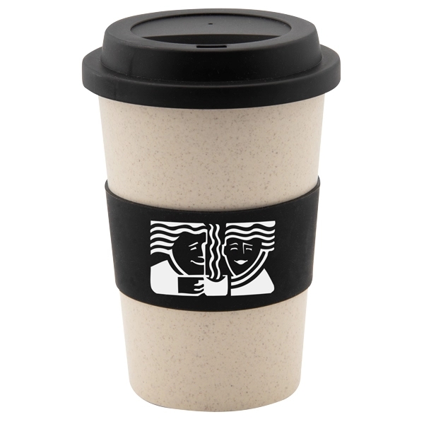 Bamboo fiber single wall drinking cup, screw lid and silicone sleeve.... from ASI 42920 Busrel Inc