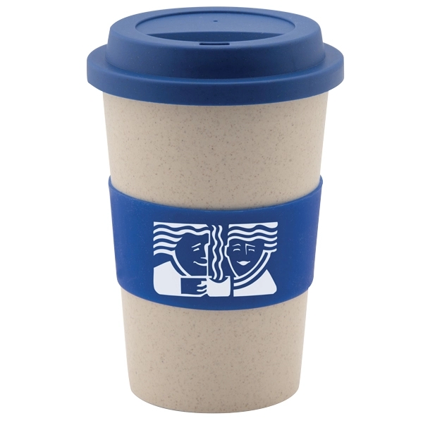 Bamboo fiber single wall drinking cup, screw lid and silicone sleeve.... from ASI 42920 Busrel Inc
