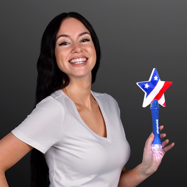 US Flag Star Light Up Wand; Blank & Imprinted Pricing... from ASI 34194 ALightPromos