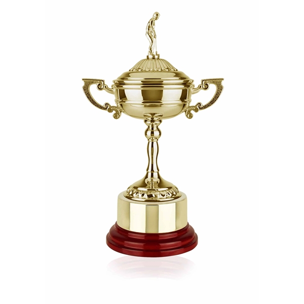 Gold finish award cup with figurine.... from ASI 65153 Kirk & Matz LTD / Swatkins