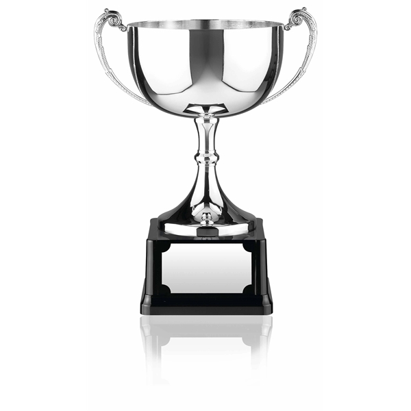 Nickel plated trophy cup mounted on base. Ideal for engraving.... from ASI 65153 Kirk & Matz LTD / Swatkins