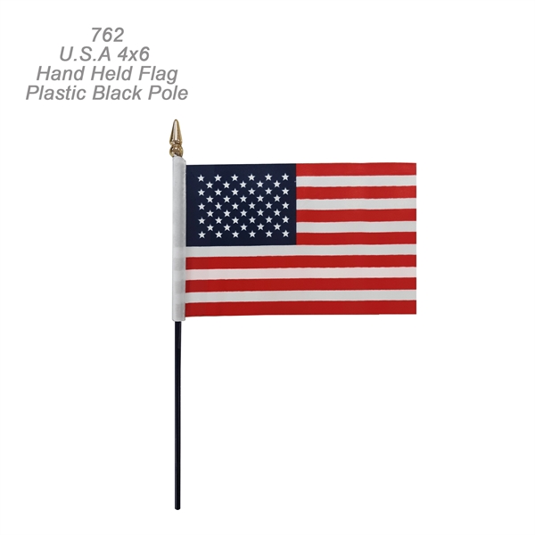 Hand held 4" x 6" U.S. polyester flag with 10" pole... from ASI 45100 Chulani Promotional Products, Inc / Competitive Edge Innovations/Chulani