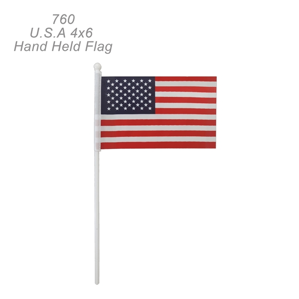 Hand held 4" x 6" US  polyester flag with 12"... from ASI 45100 Chulani Promotional Products, Inc / Competitive Edge Innovations/Chulani
