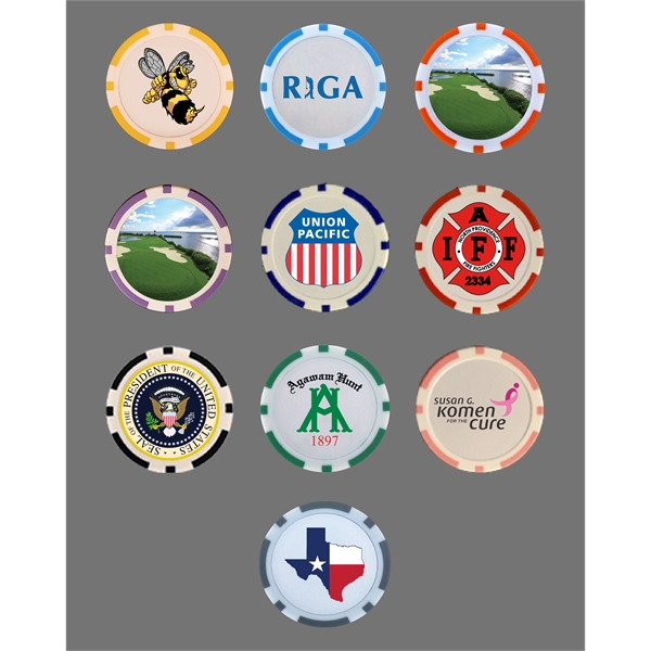 8 Stripe Plastic Poker Chip with Direct Full Color Printing on... from ASI 56420 Genesis