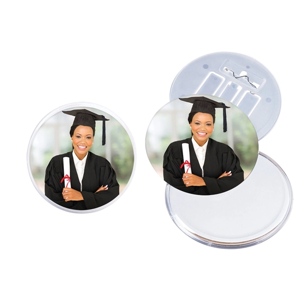 3 3/8" snap-in button frame with pull out easel; sold blank.... from ASI 62190 Illini