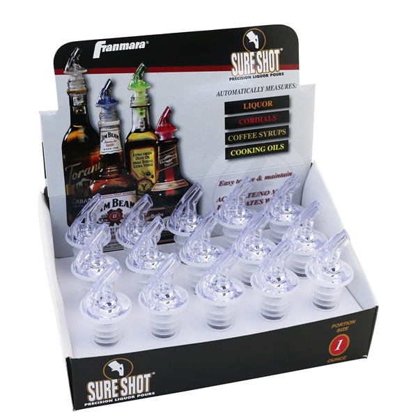 12 or 15 piece display of 1 oz. bottle pourers with... from ASI 55450 Franmara Inc