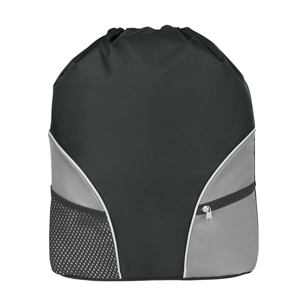 Drawstring backpack made of 210 denier polyester with 2 outside pockets.... from ASI 61125 Hit Promotional Products / Hit®
