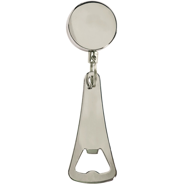 3 1/2" chrome-plated Reel-It-In auto-retractable bottle opener on 24" black nylon... from ASI 55450 Franmara Inc