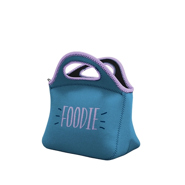 Neoprene Two-handled lunch bag w/zipper closure & colored stitching & bias... from ASI 74710 Numo / NUMO