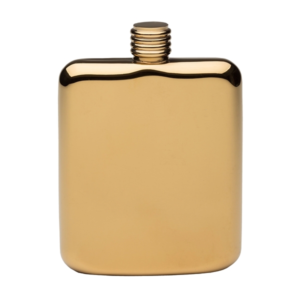 5" x 3 5/8" six-ounce gold-plated pocket flask with ridged screw-top... from ASI 55450 Franmara Inc