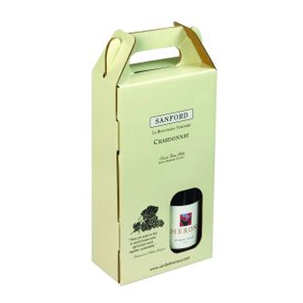 Double wine bottle box made of B-flute corrugate material measuring 6... from ASI 44830 The Chest