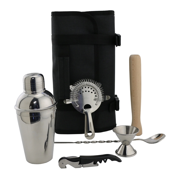 7 piece cocktail tool roll-up merit travel pack.... from ASI 55450 Franmara Inc