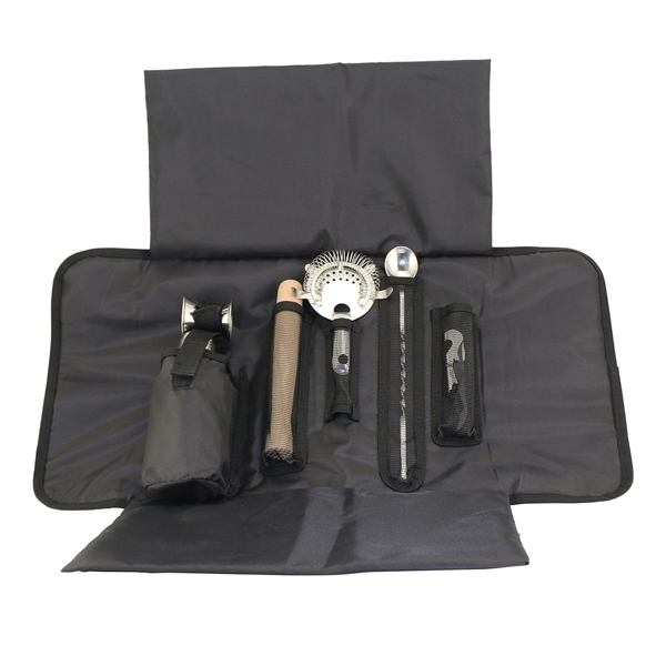 7 piece cocktail tool roll-up merit travel pack.... from ASI 55450 Franmara Inc