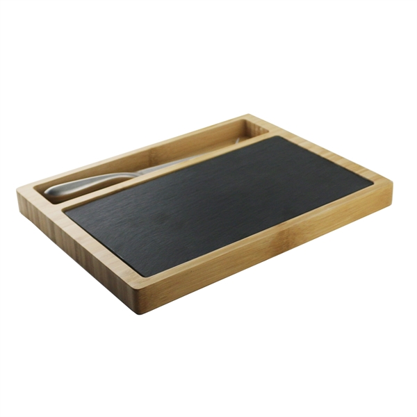 Acacia Cheese Board with Slate Insert and Stainless Steel Cheese Knife.... from ASI 55450 Franmara Inc