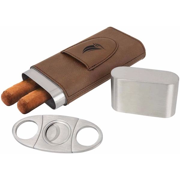 Leatherette cigar case with cutter, available in four colors.... from ASI 65153 Kirk & Matz LTD / Swatkins