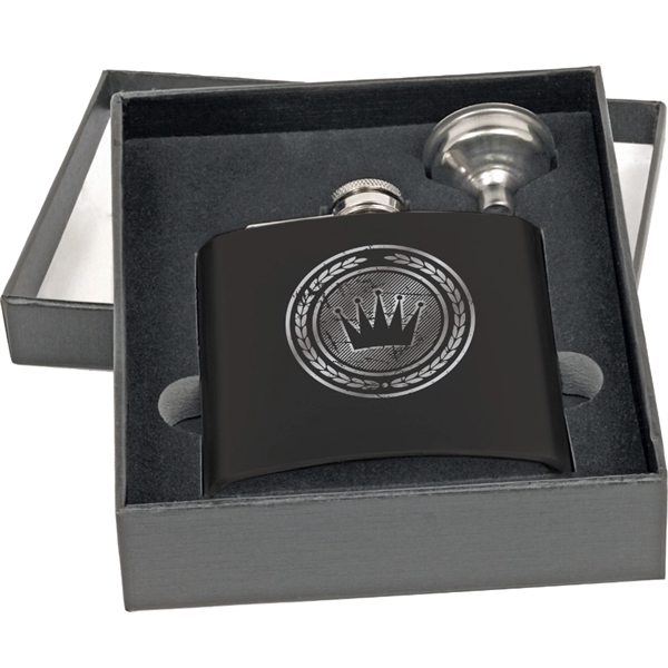 Black flask set with box, 6 oz... from ASI 65153 Kirk & Matz LTD / Swatkins