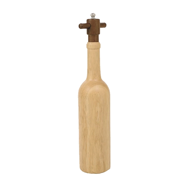 Wine bottle-shaped 14 3/4" x 2 7/8" hardwood peppermill with T-top... from ASI 55450 Franmara Inc