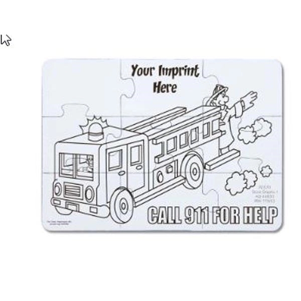5" x 7" 9-piece jigsaw coloring puzzle shrink-wrapped with 4 pack... from ASI 44830 The Chest