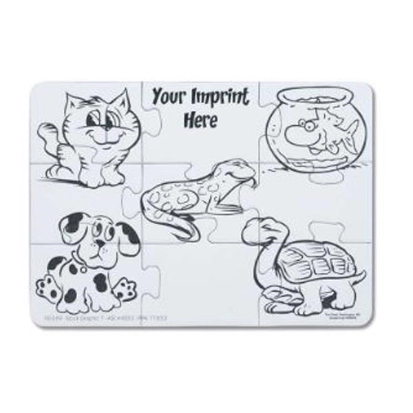 5" x 7" 9-piece jigsaw coloring puzzle shrink-wrapped with 4 pack... from ASI 44830 The Chest